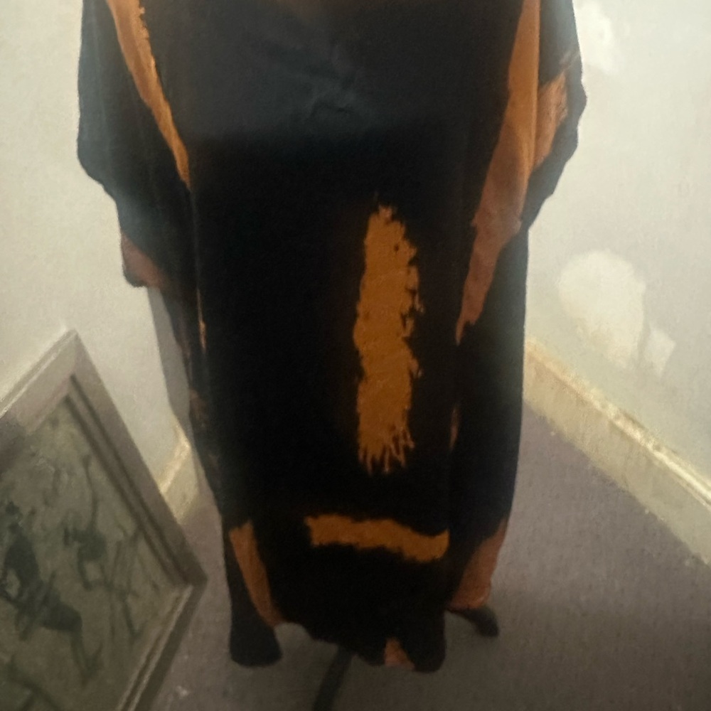 SHEIN Black Rust/Orange Short Sleeve Dress